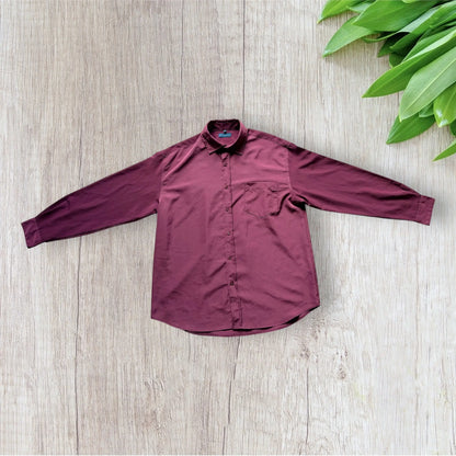 Chemise homme 8th Avenue taille 44 bordeaux à manches longues avec poche poitrine.