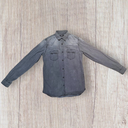 Chemise homme Zara Men en jean noir/gris vieilli, manches longues, taille S