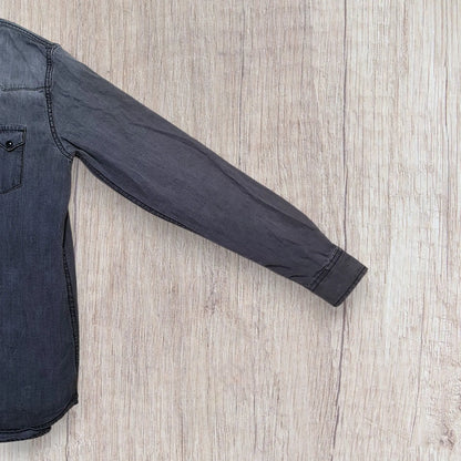 Chemise homme Zara Men en jean noir/gris vieilli, manches longues, taille S
