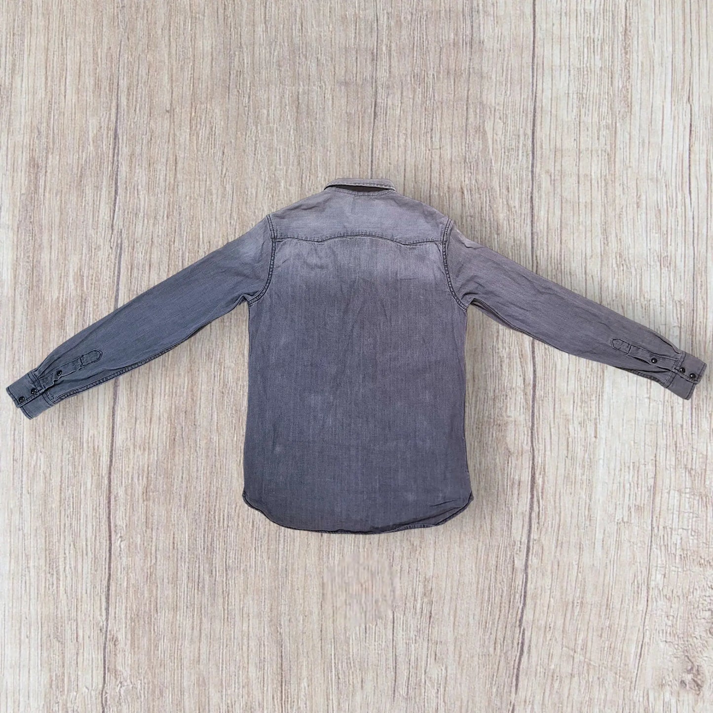 Chemise homme Zara Men en jean noir/gris vieilli, manches longues, taille S