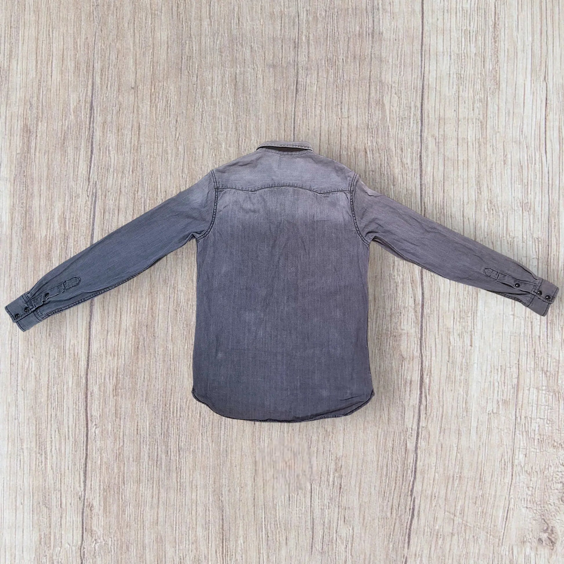 Chemise homme Zara Men en jean noir/gris vieilli, manches longues, taille S