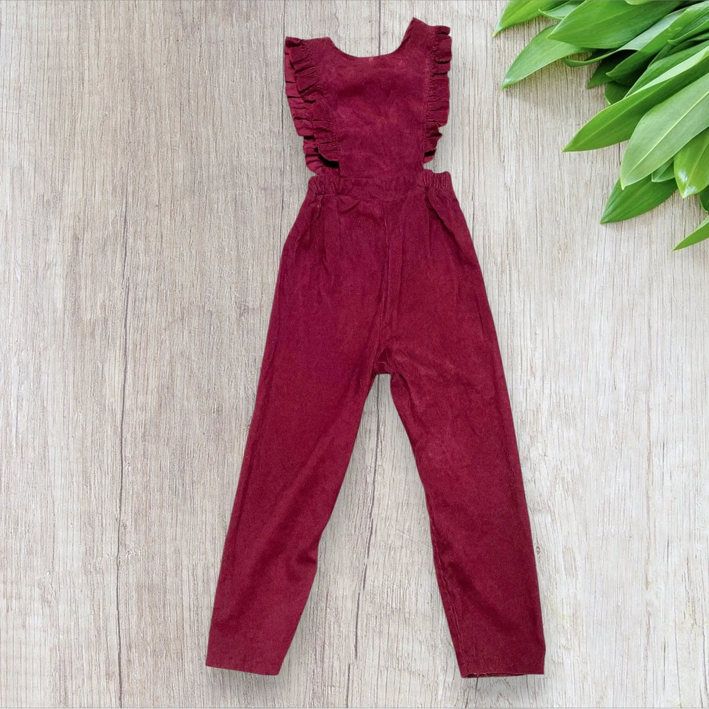 Combinaison Velours Bordeaux sans Manches avec Bretelles Volants - Fille 6 ans, Shein shein