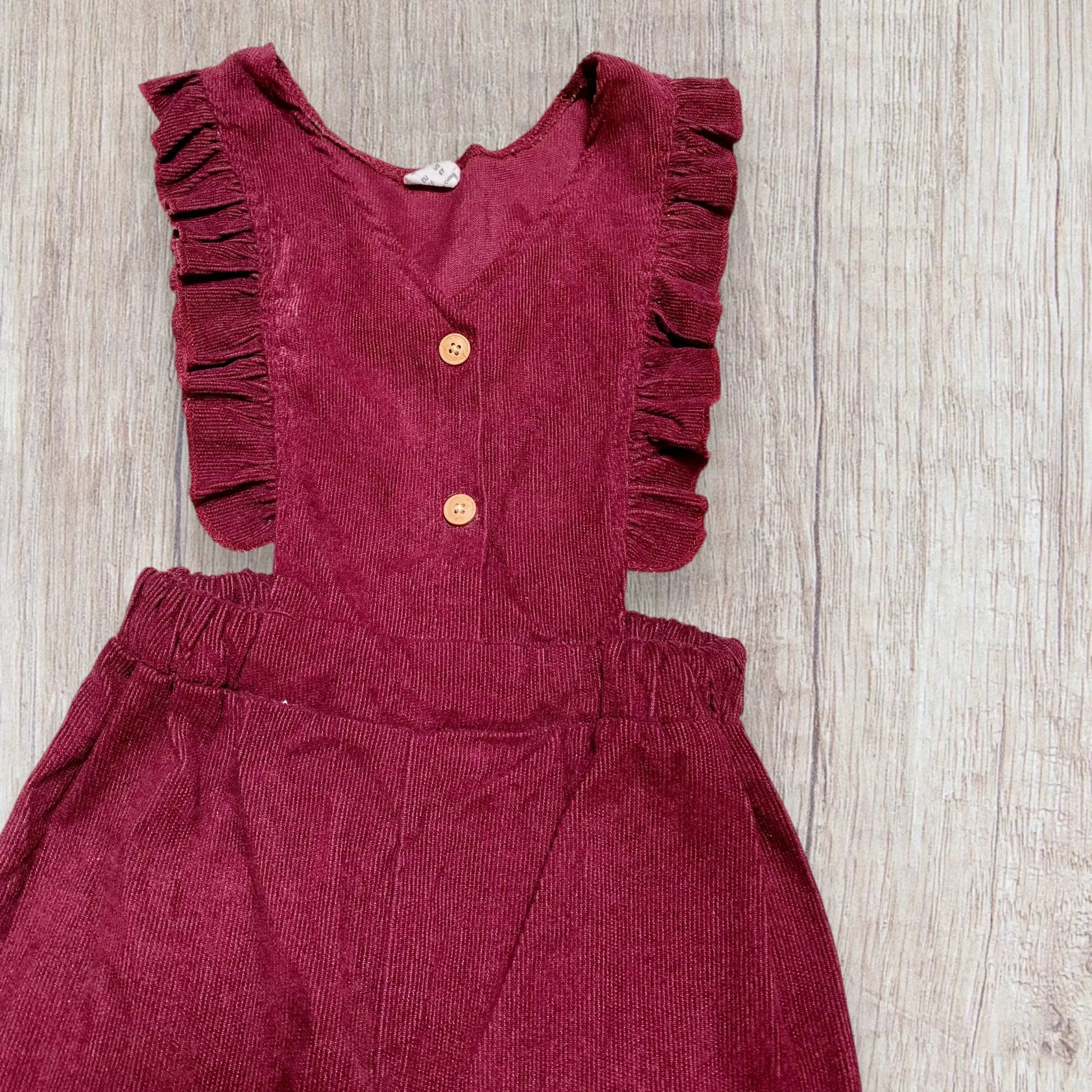 Combinaison Velours Bordeaux sans Manches avec Bretelles Volants - Fille 6 ans, Shein shein