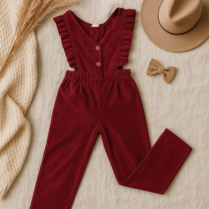 Combinaison Velours Bordeaux sans Manches avec Bretelles Volants - Fille 6 ans, Shein shein
