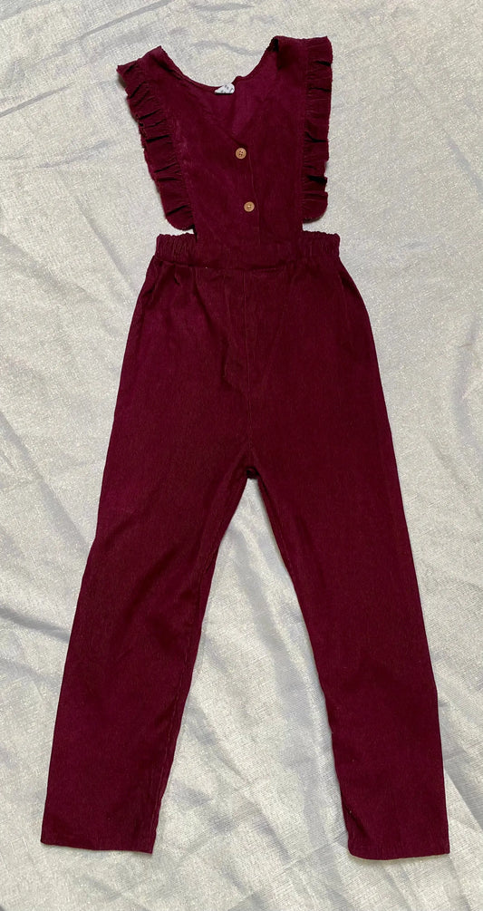 Combinaison Velours Bordeaux sans Manches avec Bretelles Volants - Fille 6 ans, Shein shein