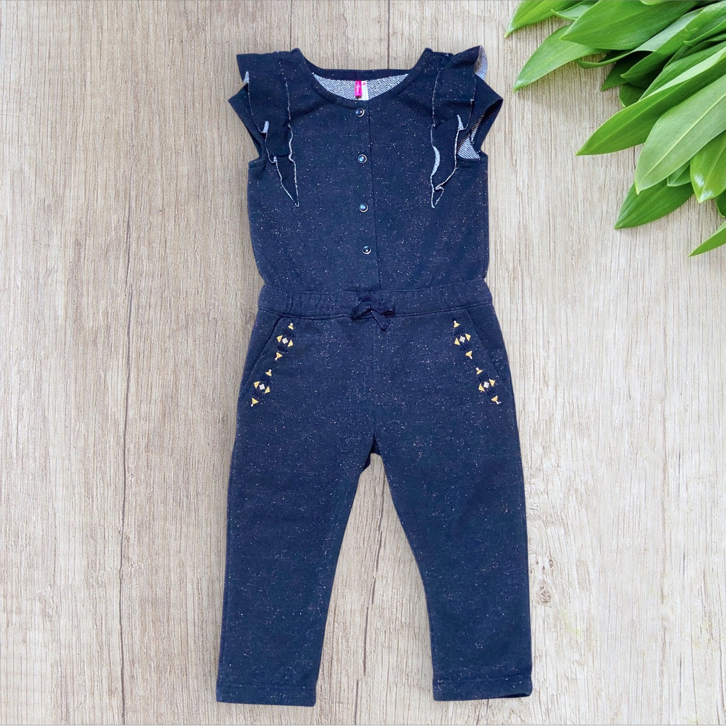 Combinaison bébé fille Orchestra 2 ans bleu marine pailletée en matière jogging.