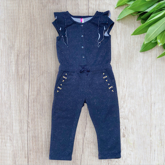 Combinaison bébé fille Orchestra 2 ans bleu marine pailletée en matière jogging.