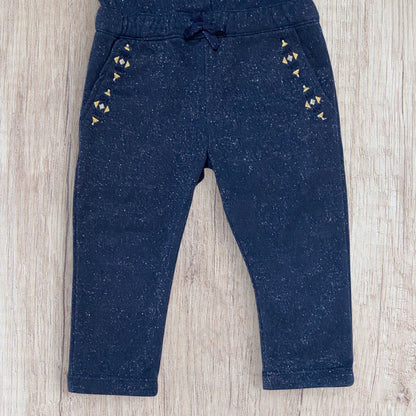 Combinaison bébé fille Orchestra 2 ans bleu marine pailletée en matière jogging.