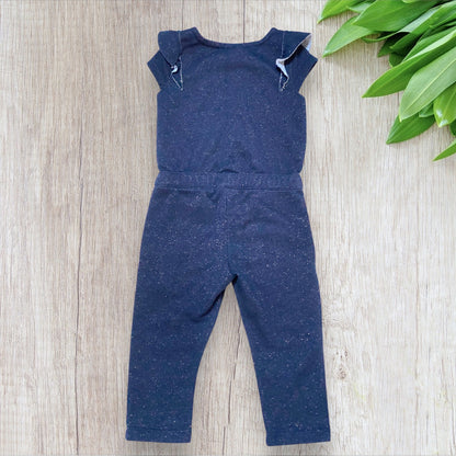 Combinaison bébé fille Orchestra 2 ans bleu marine pailletée en matière jogging.