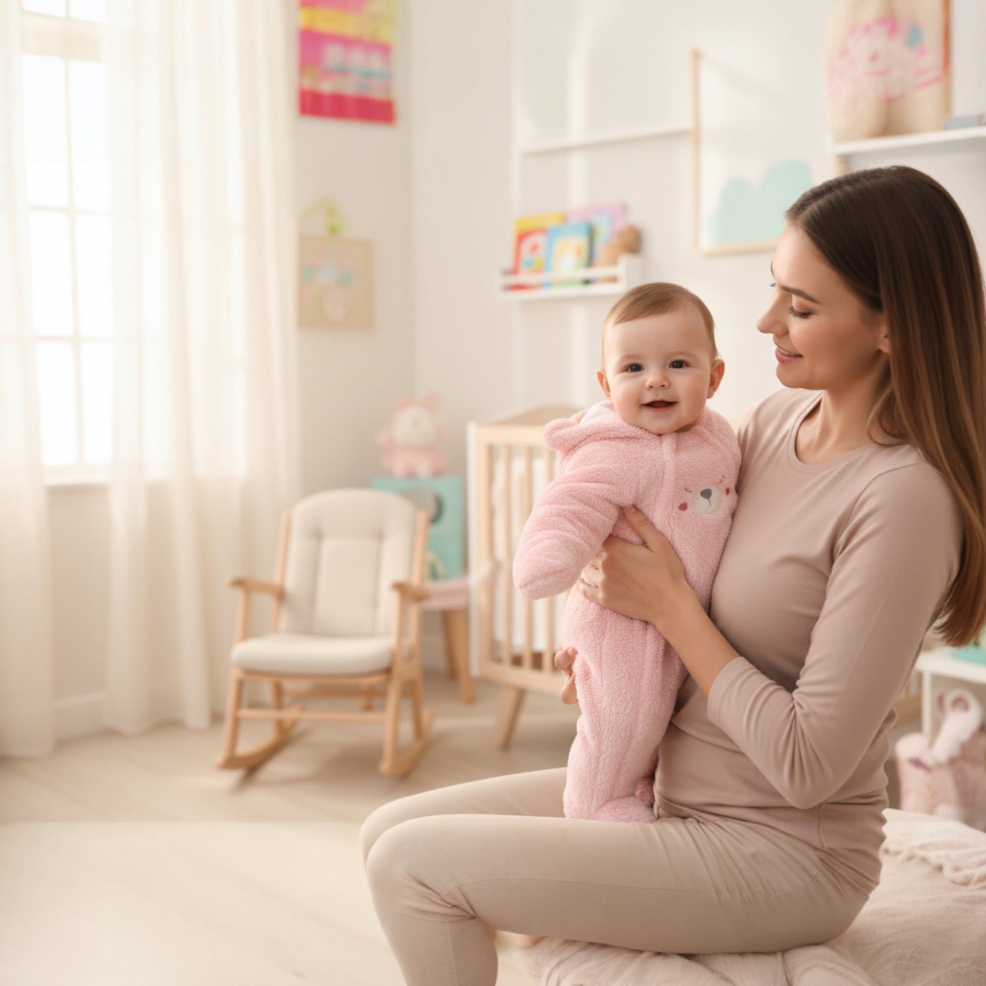 Combinaison intégrale bébé Inextenso 9 mois rose clair fausse fourrure capuche oreilles ours
