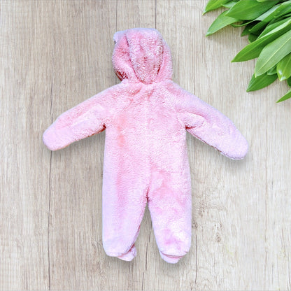 Combinaison intégrale bébé Inextenso 9 mois rose clair fausse fourrure capuche oreilles ours