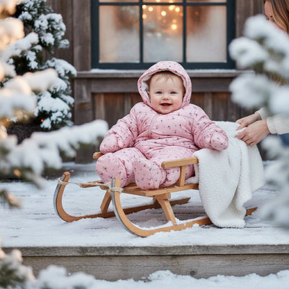 Combinaison doudoune bébé fille TEX 12 mois rose fleuri avec moufles.