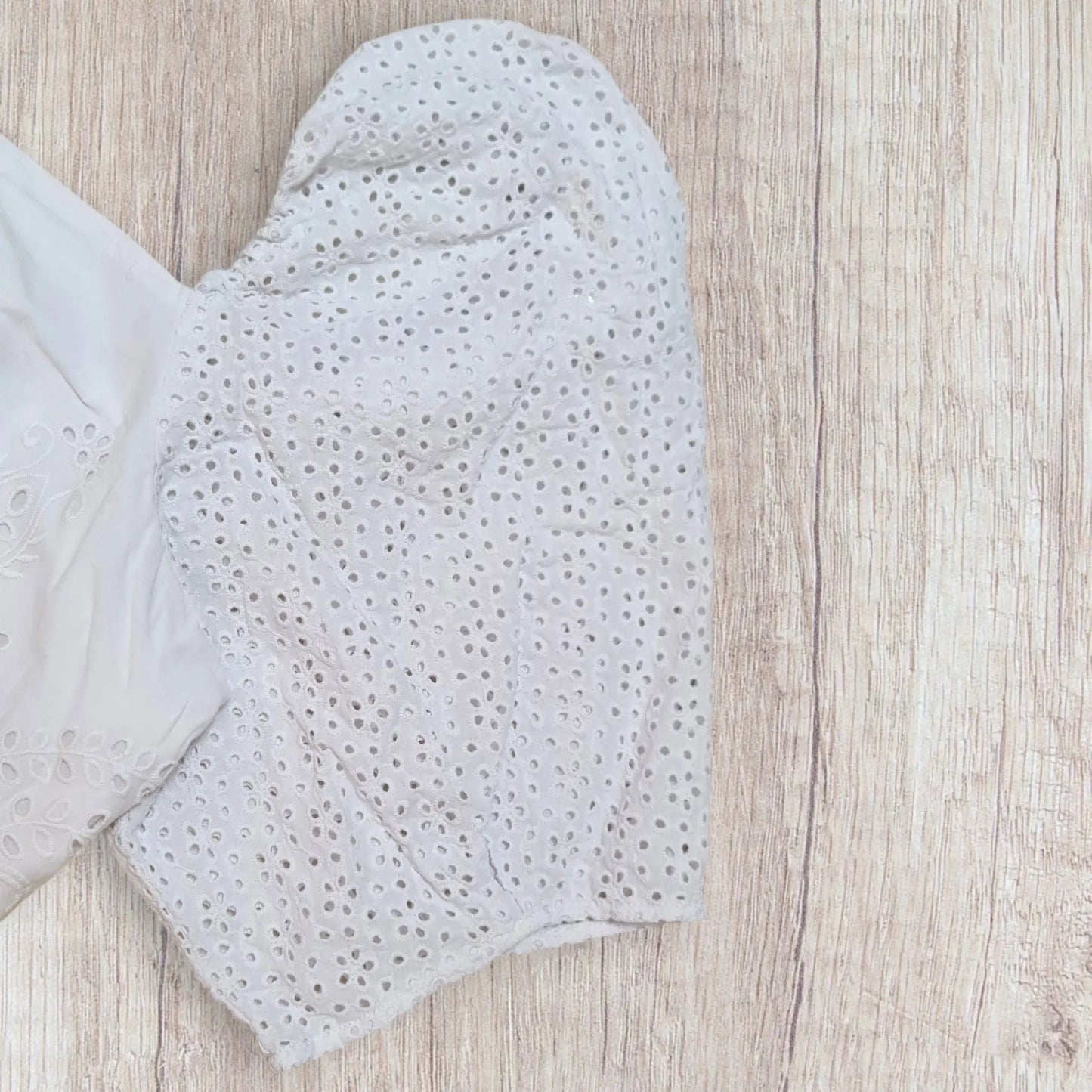 Crop top blanc H&M femme taille 46 broderie anglaise manches bouffantes