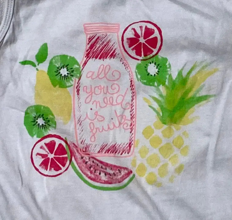 Débardeur Fille Blanc avec Motif de Jus de Fruits, Taille 10 Ans (131-143 cm) - Marque In Extenso, Auchan in extenso