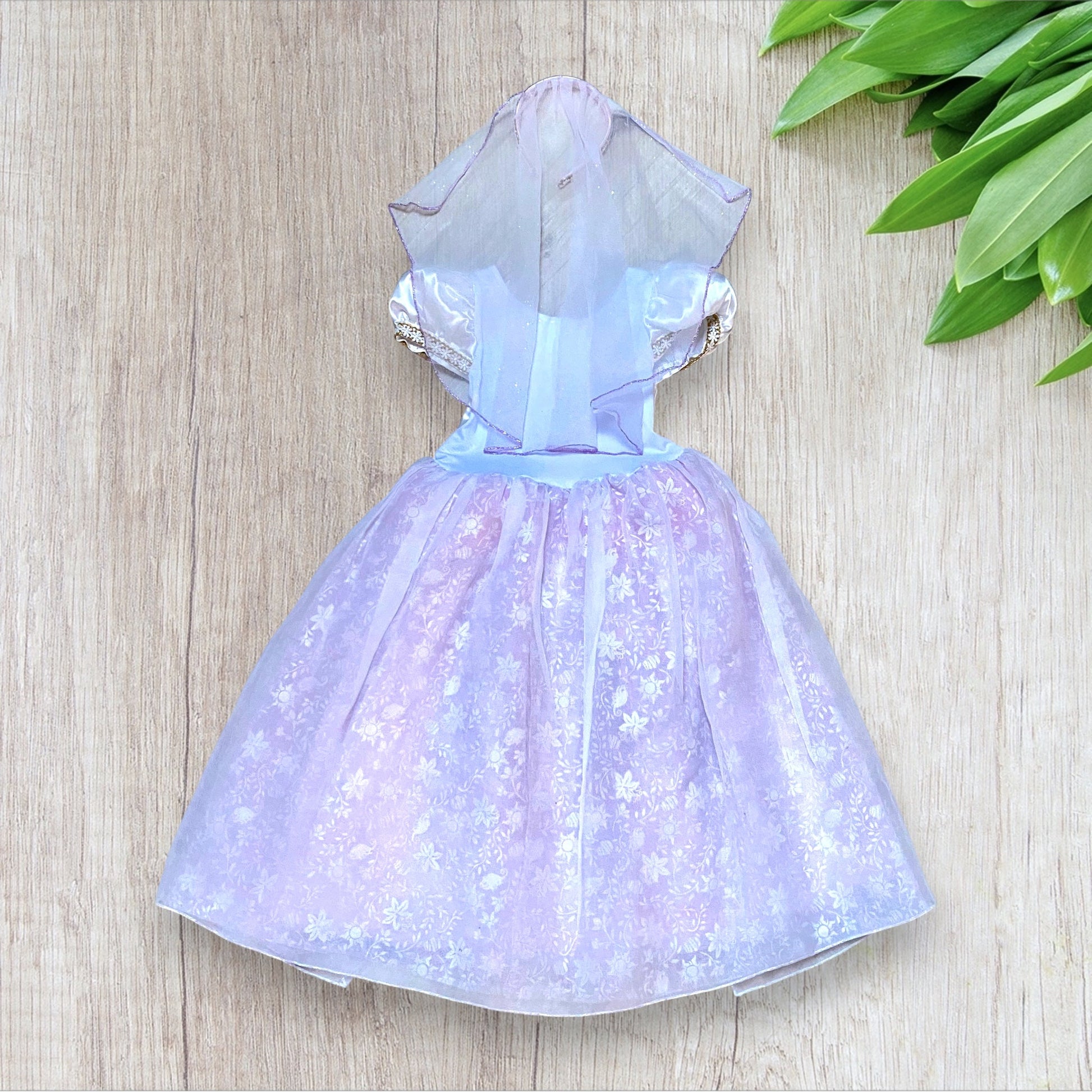 Déguisement Raiponce Disney fille 5/6 ans robe de mariée avec voile et détails dorés