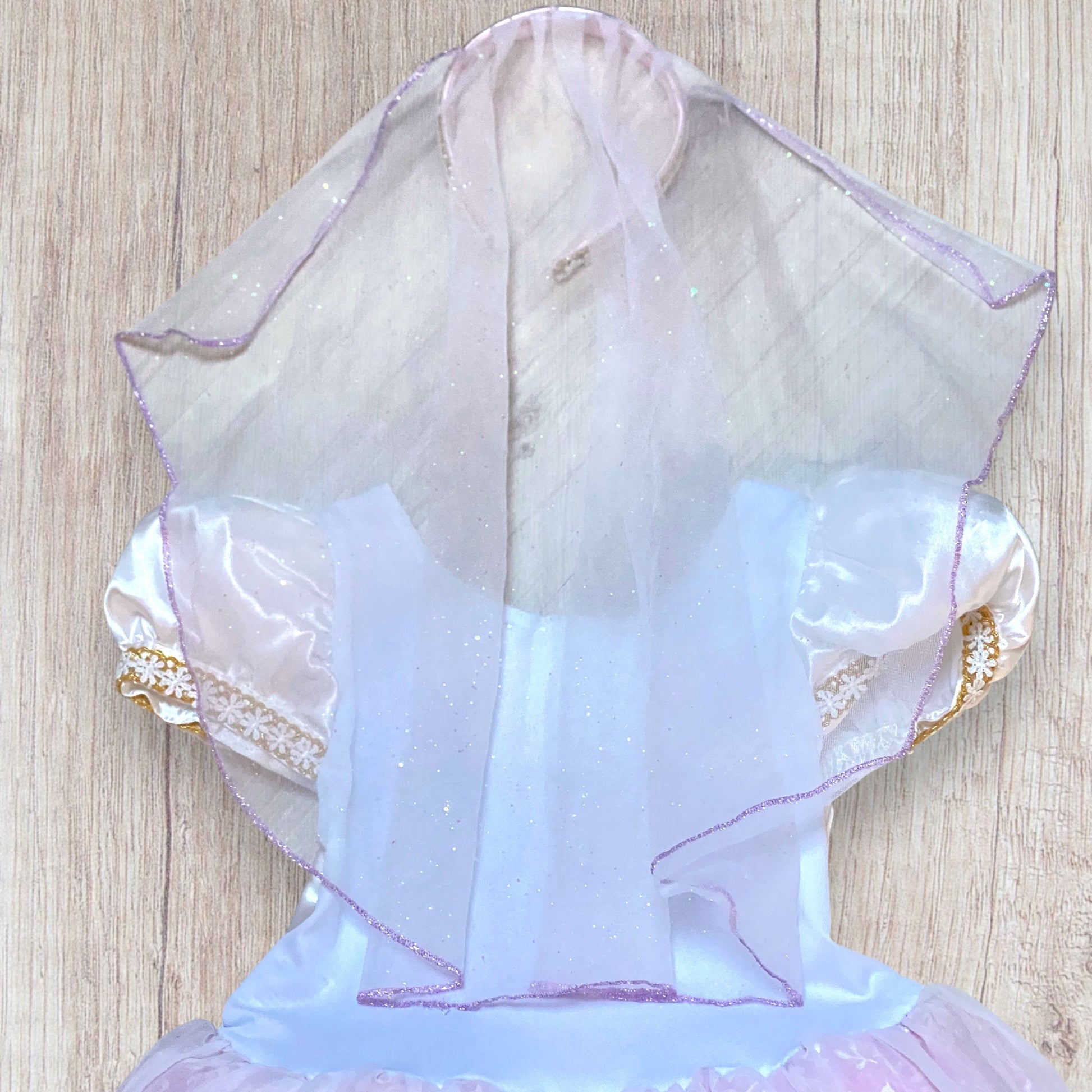 Déguisement Raiponce Disney fille 5/6 ans robe de mariée avec voile et détails dorés