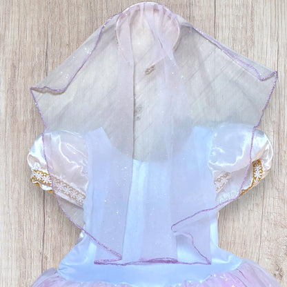 Déguisement Raiponce Disney fille 5/6 ans robe de mariée avec voile et détails dorés