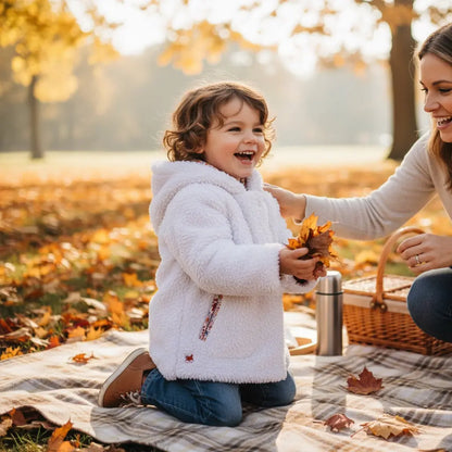 Doudoune bébé réversible Sergent Major 18 mois en fausse fourrure blanche et motif fleuri.