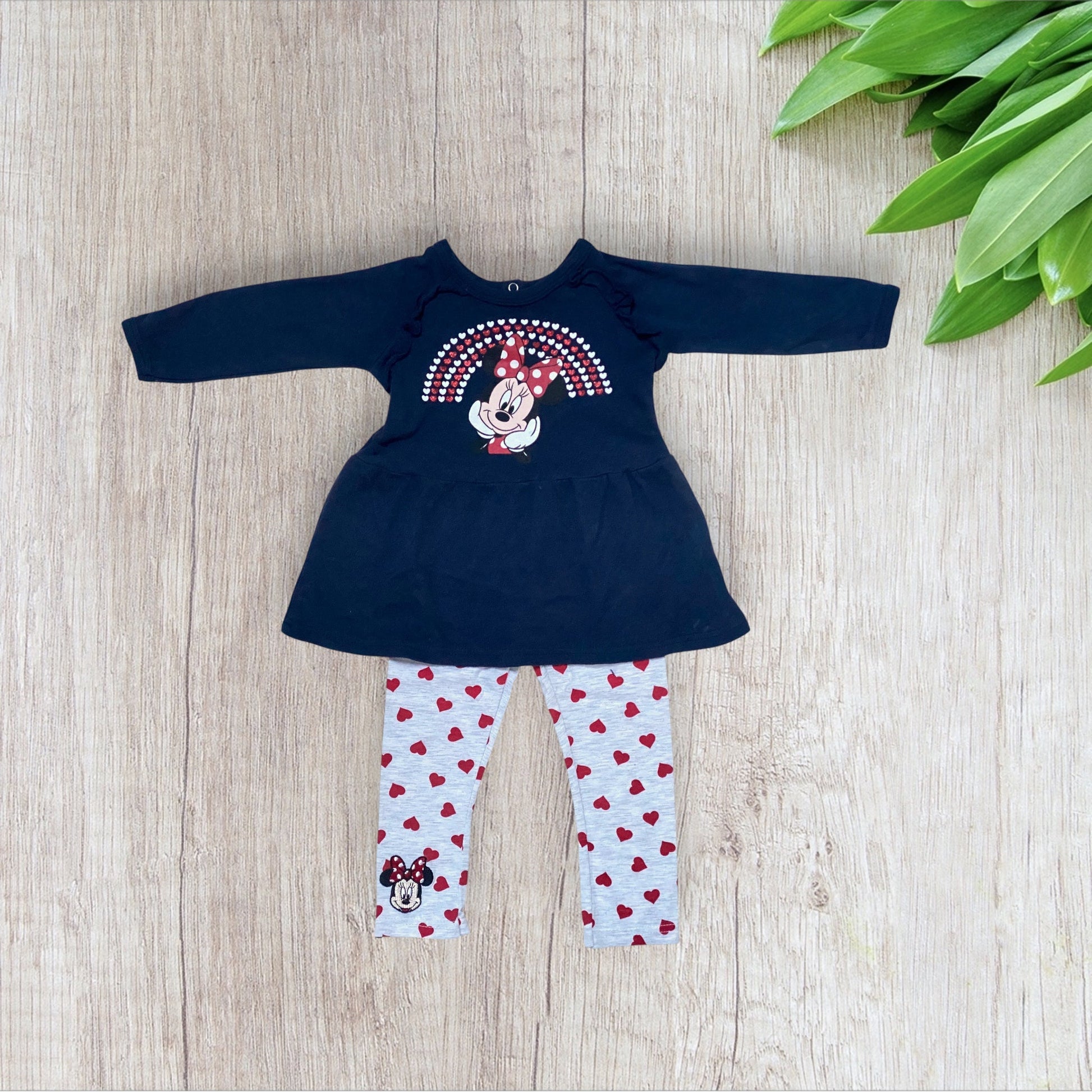 Ensemble bébé fille Disney Baby 18 mois robe et legging bleu marine et gris disney