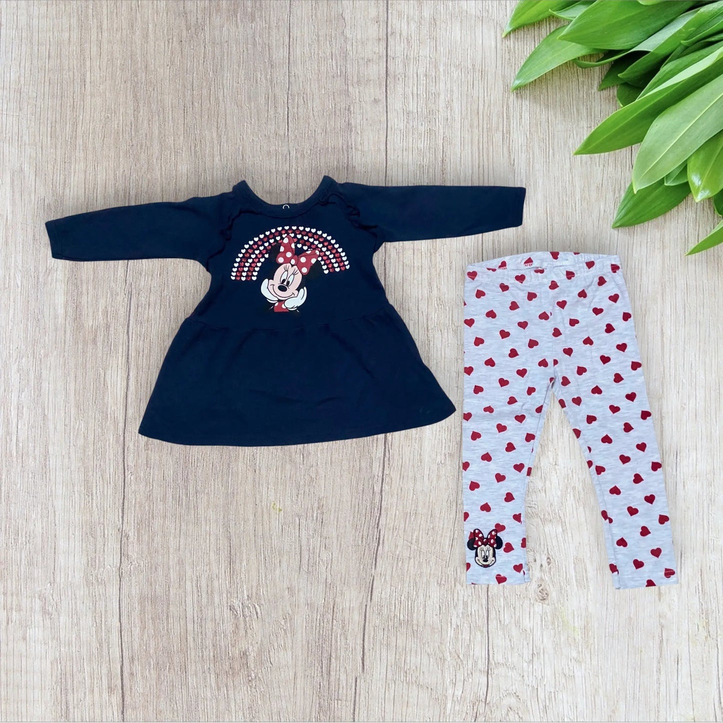 Ensemble bébé fille Disney Baby 18 mois robe et legging bleu marine et gris disney