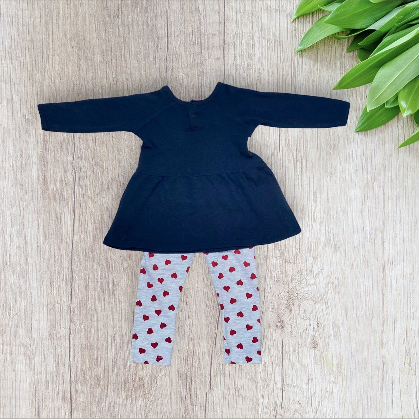 Ensemble bébé fille Disney Baby 18 mois robe et legging bleu marine et gris disney