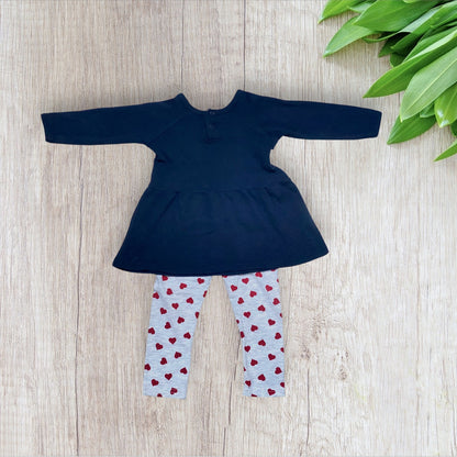 Ensemble bébé fille Disney Baby 18 mois robe et legging bleu marine et gris disney