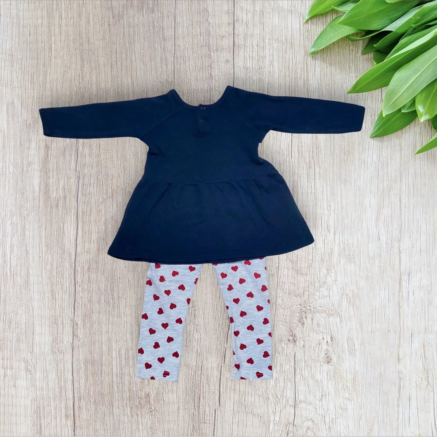 Ensemble bébé fille Disney Baby 18 mois robe et legging bleu marine et gris disney