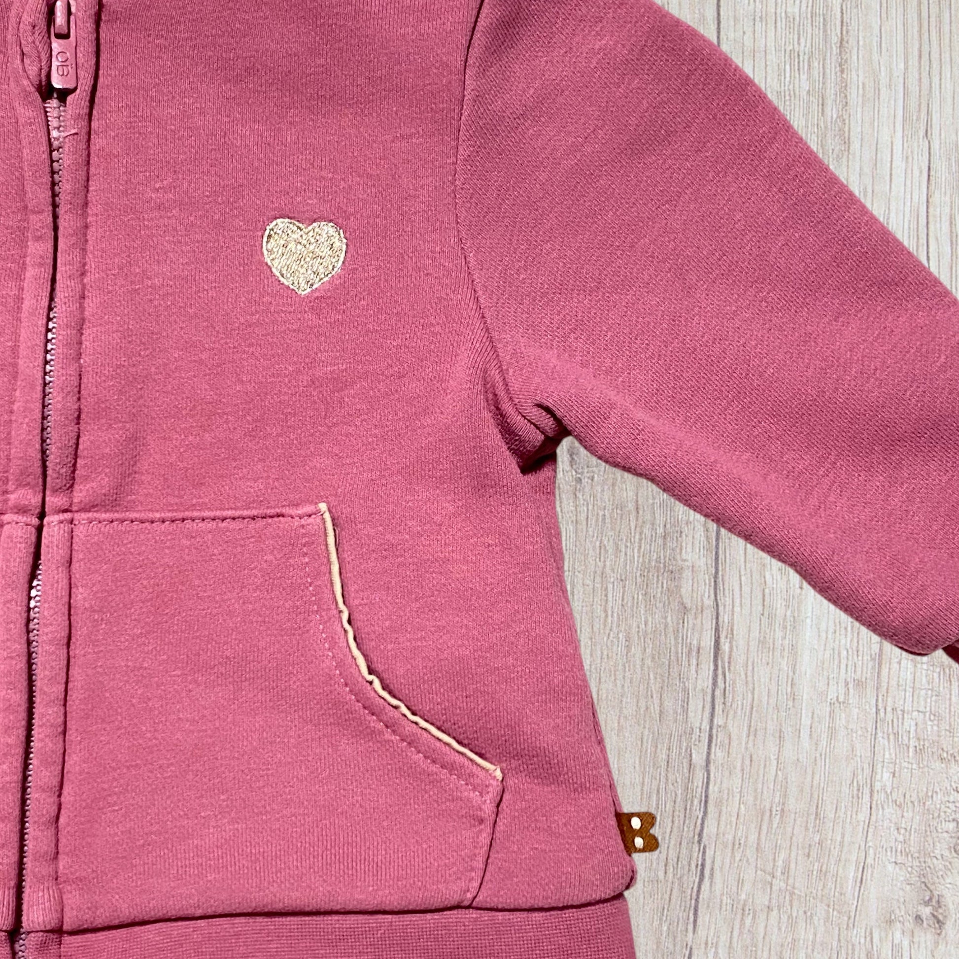 Ensemble bébé fille Obaïbi 9 mois vieux rose 3 pièces : veste, t-shirt et jogging.