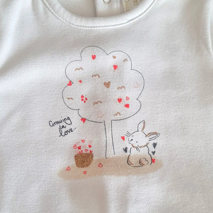 Ensemble bébé fille Orchestra 9 mois pull blanc polaire et pantalon bleu marine à motifs cœur, très bon état