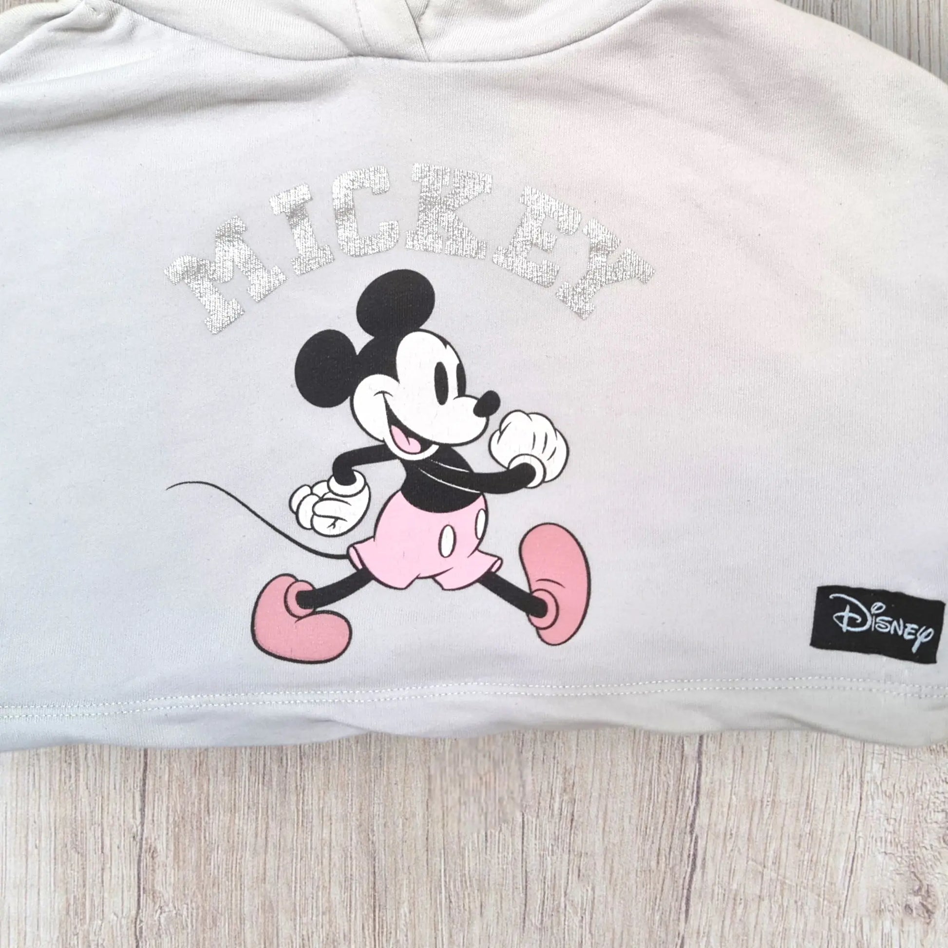 Ensemble fille Disney Mickey 7-8 ans – C&A – Sweat crop top blanc + marcel noir – Très bon état