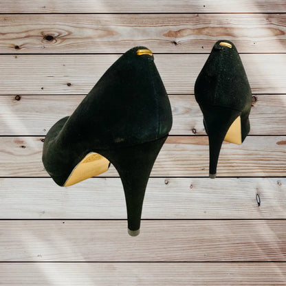 Escarpins Daim Noir Minelli Pointure 36 - Élégance avec Talon Fin et Détail Doré Minelli