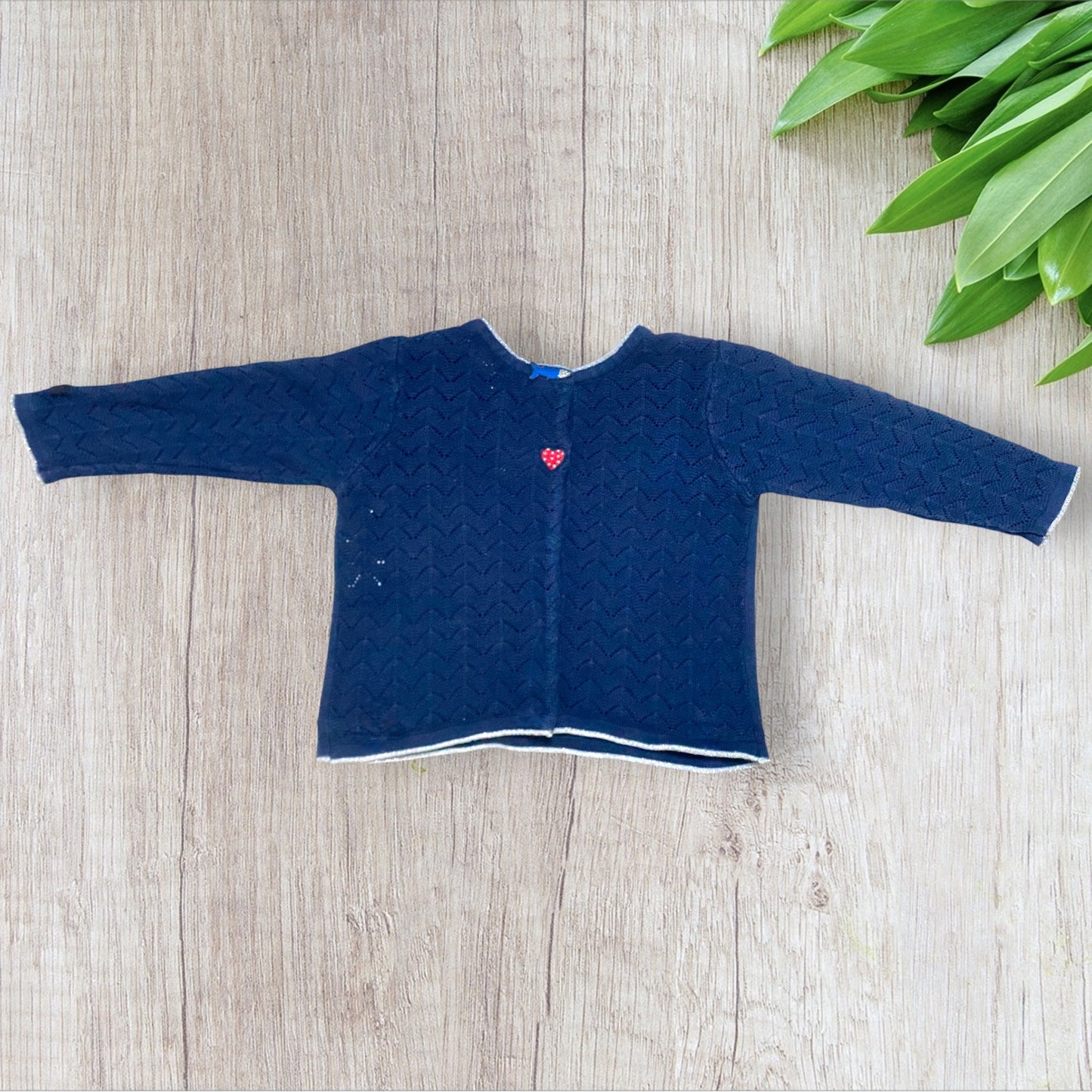 Gilet bébé fille Catimini 9 mois bleu marine brodé chat avec pompon