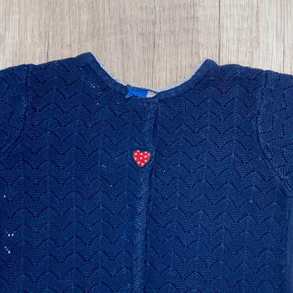 Gilet bébé fille Catimini 9 mois bleu marine brodé chat avec pompon