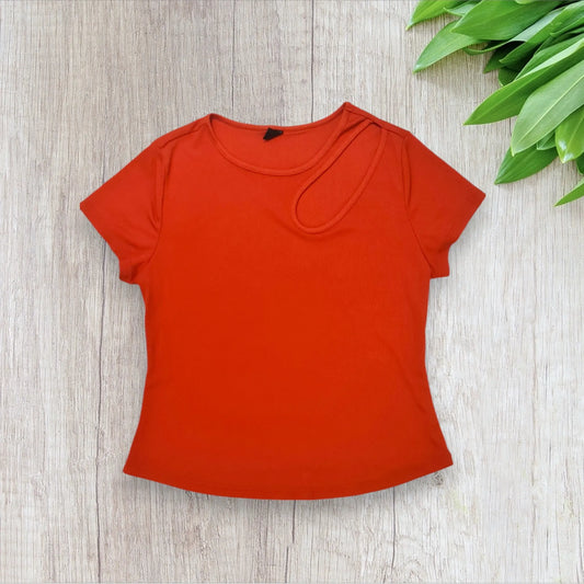 Haut asymétrique femme – XXL – SHEIN – Orange rainuré – Très bon état shein