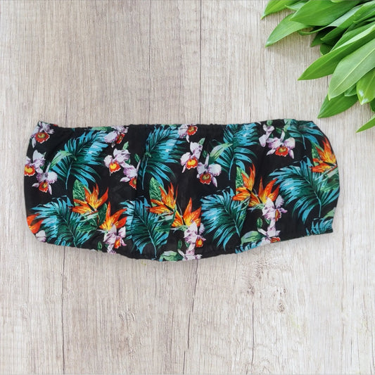 Haut de par-dessus maillot de bain femme Boohoo – 48 | Bandeau voilage noir tropical boohoo