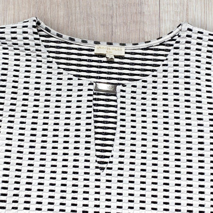 Haut femme Grain de Malice S noir et blanc texturé manches 3/4.