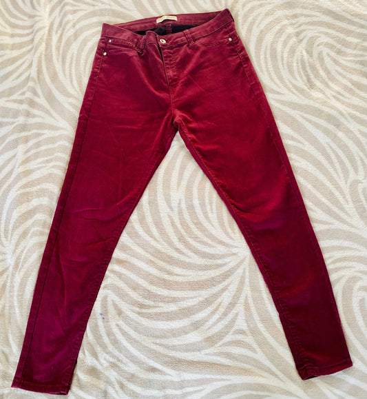 Jean Femme Slim Bordeaux avec Boutons Argentés - Taille 42 la petite friperie