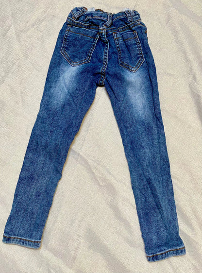 Jean Garçon Délavé avec Déchirures aux Genoux - Taille 4 ans, Style Slim shein