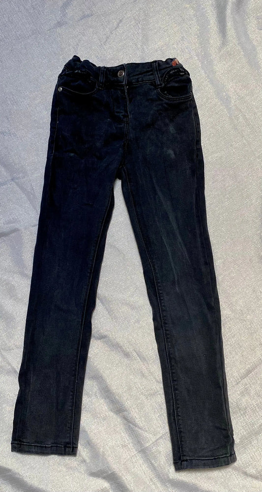 Jean Noir Slim avec Broderies Cœur Rose - Fille 7 ans, Tape à l'Œil tape à l'oeil