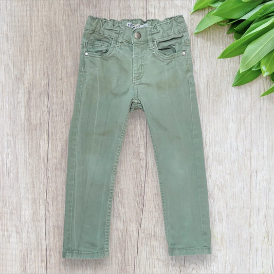 Jean slim garçon Districenter 3 ans kaki resserrable à bouton pression avec 4 poches