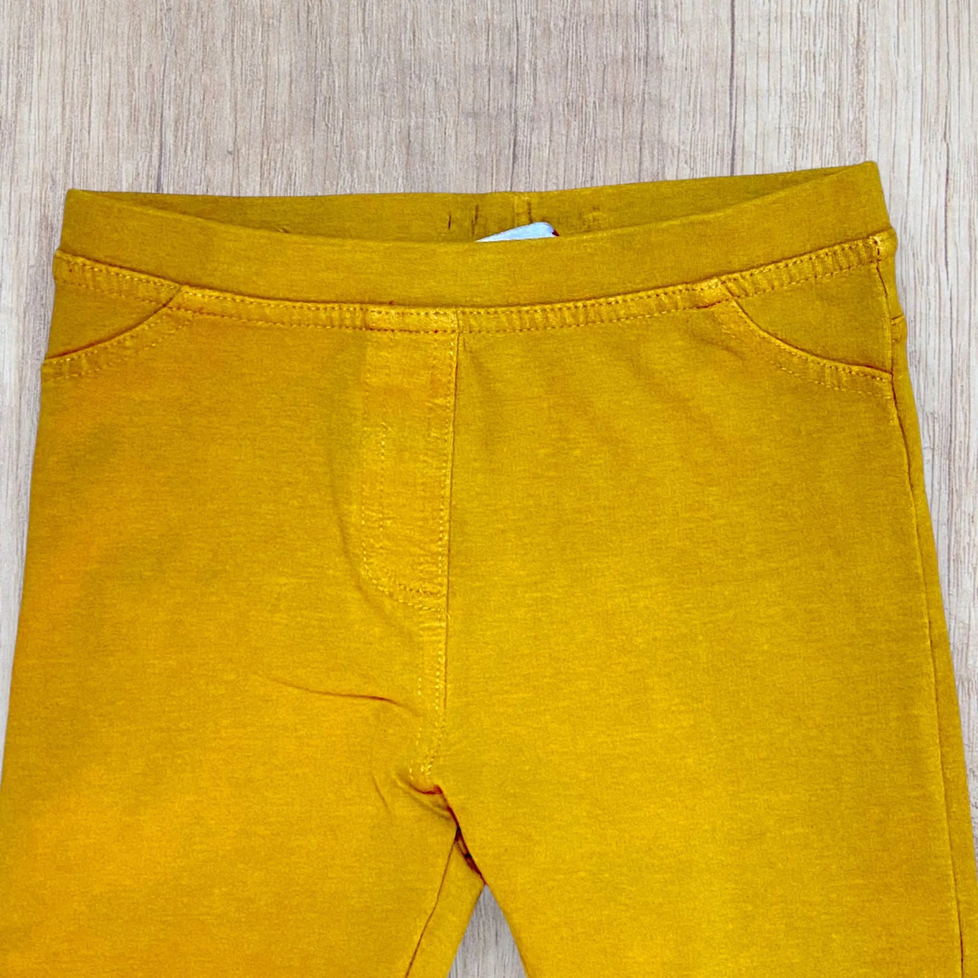 Jegging fille Charlie&Prune 5 ans jaune moutarde fausse poche avant vraies poches arrière