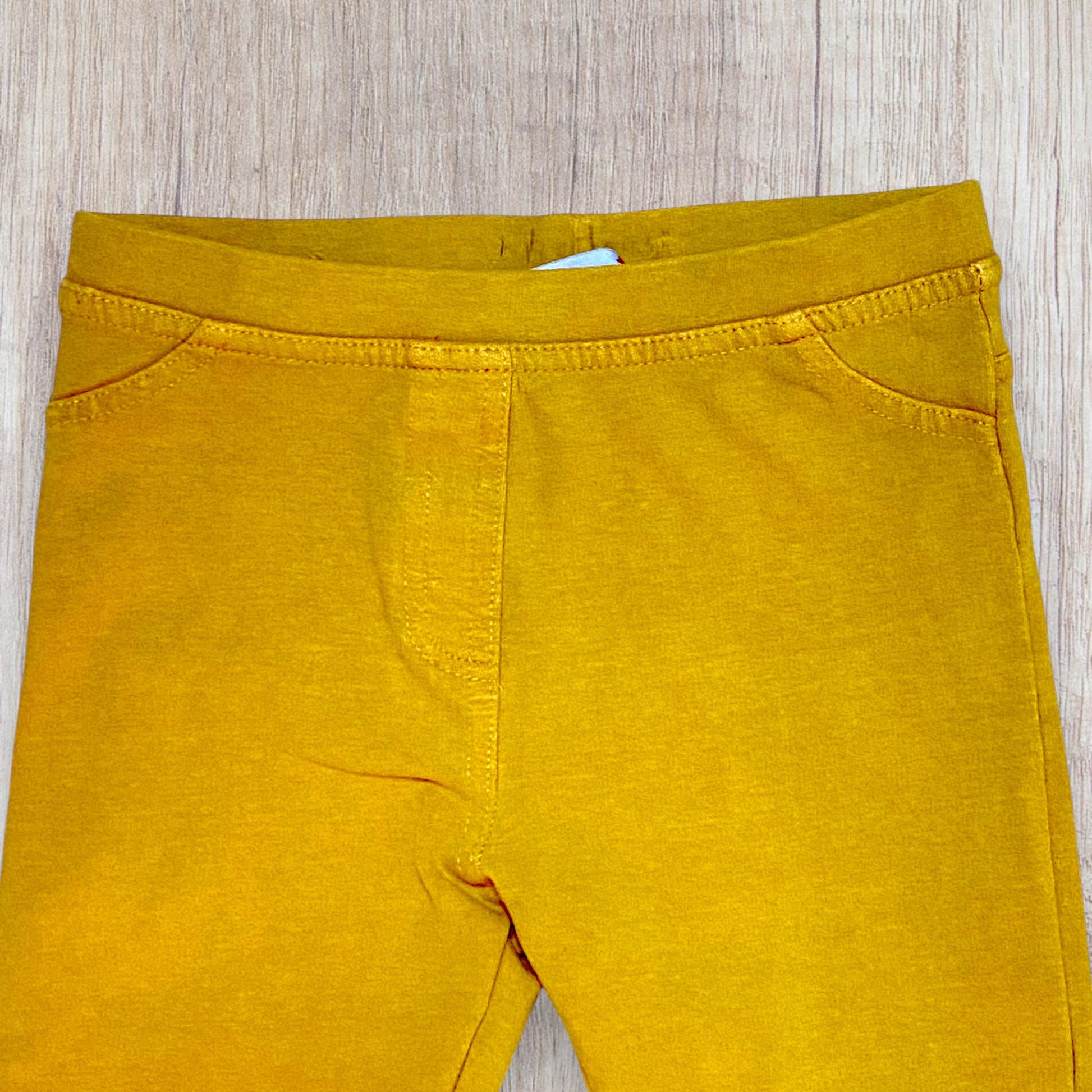 Jegging fille Charlie&Prune 5 ans jaune moutarde fausse poche avant vraies poches arrière