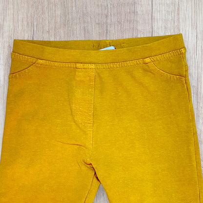 Jegging fille Charlie&Prune 5 ans jaune moutarde fausse poche avant vraies poches arrière