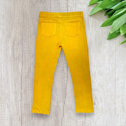 Jegging fille Charlie&Prune 5 ans jaune moutarde fausse poche avant vraies poches arrière