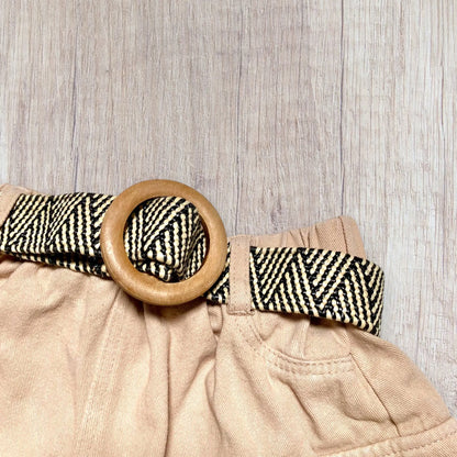 Jupe Cargo en Jean Beige avec Ceinture en Paille - Fille 6 ans, Shein shein