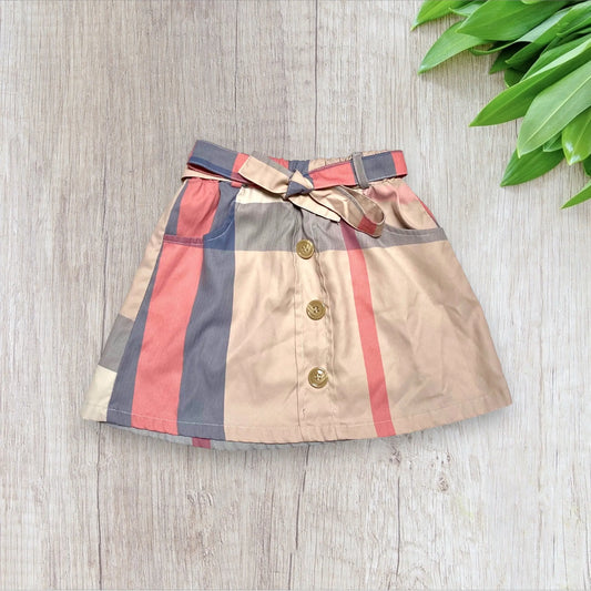 Jupe Carreaux Beige avec Ceinture Nouée - Fille 6 ans, Shein shein