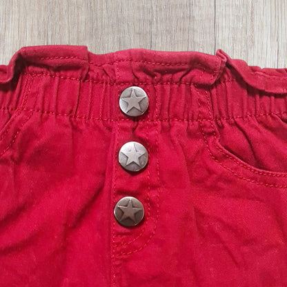 Jupe en jean rouge fille 4 ans – coupe évasée taille élastique – très bon état