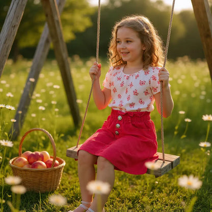 Jupe en jean rouge fille – 4 ans – Sans marque – Très bon état la petite friperie