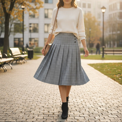 Jupe femme plissée Made in France 44 blanche et noire – mi-longue la petite friperie