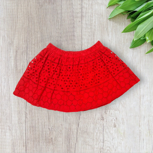 Jupe fille courte en dentelle – 2-4 ans – H&M – Rouge uni – Très bon état H&M